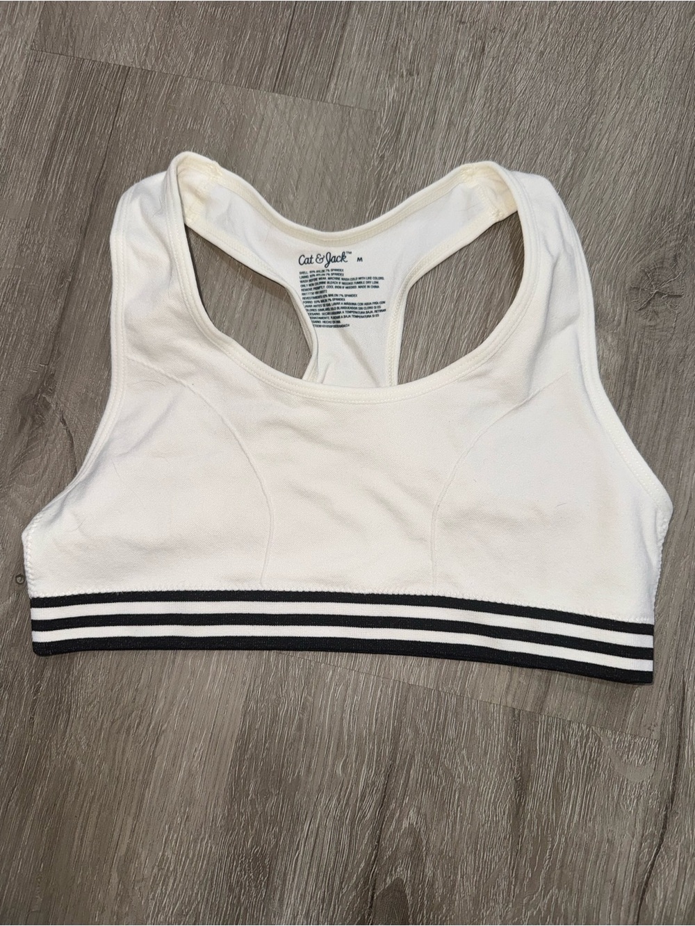 Cat & Jack White Racerback Sports Bra with Black Striped Band